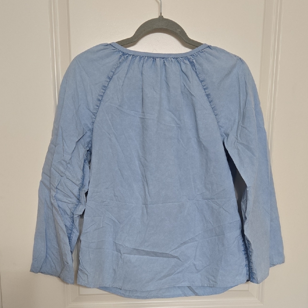 Soft Surroundings Light Blue Embroidered Top - Picture 3 of 6